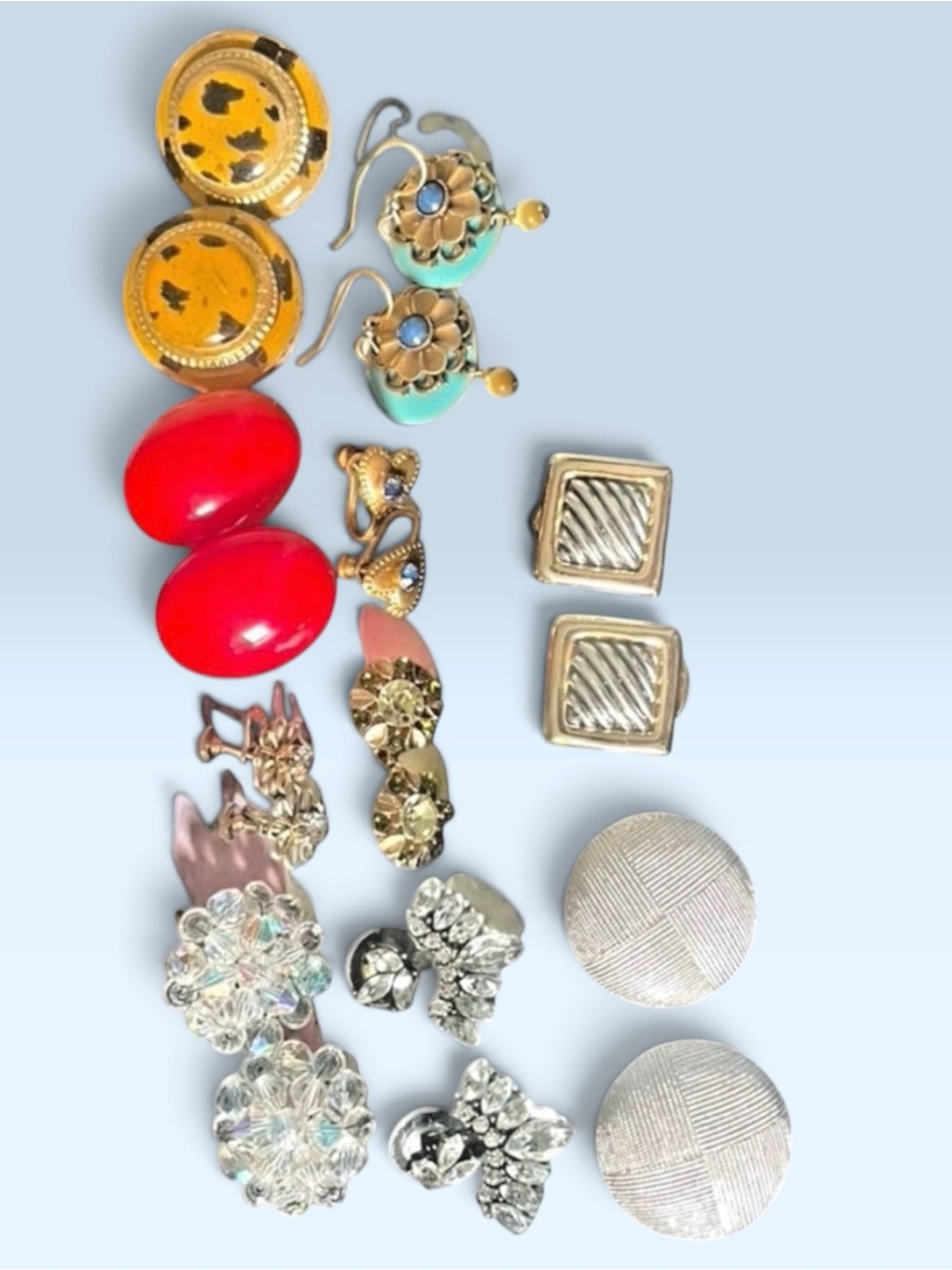 Vintage Earring Mixed Lot Monet Napier Trifari Avon Gold Tone Silver Tone 10 Pcs